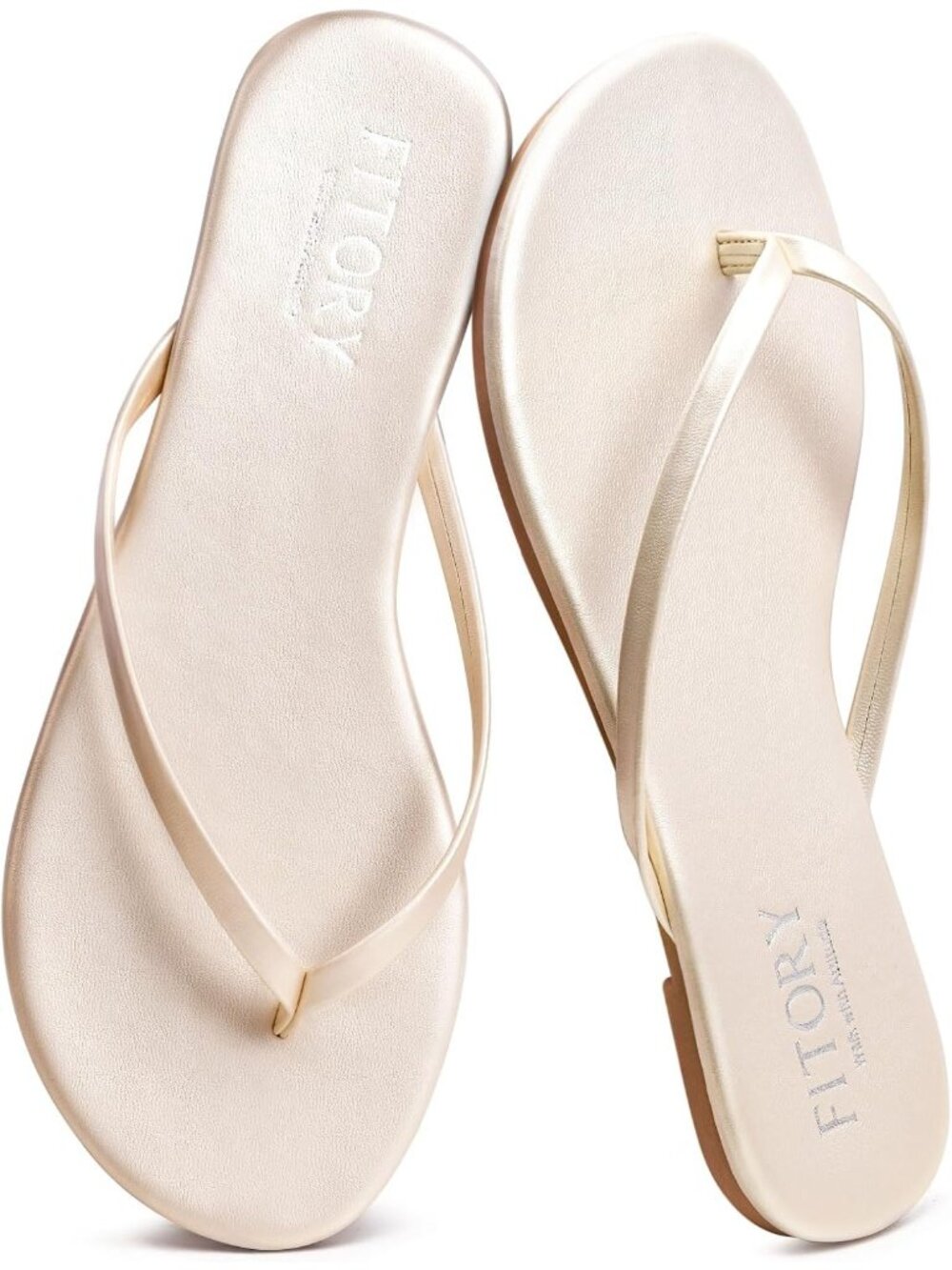 Women’s White Vegan Leather Flip Flops Fashion Thong Walking Slide with Casual